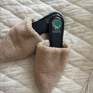 Vince Camuto Women's Beige Plush Slippers